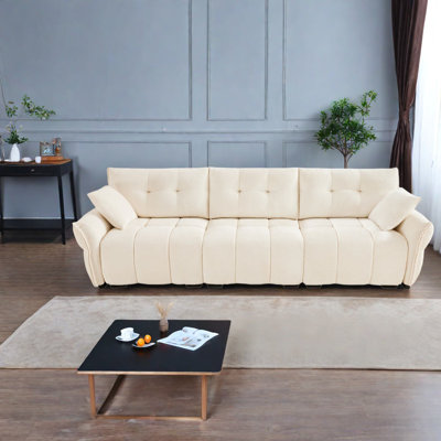 Premier 3-seater Sofas, Chenille Wood Frame, Modern Beige For Living Room