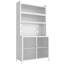 Rangement de garde-manger en acier blanc à 6 niveaux de hauteur de 73 po avec porte rabattable Quick View, conception à embout, porte de niveau solution compacte 73 po, embout, assemblage, ensemble facile à monter-1580615608