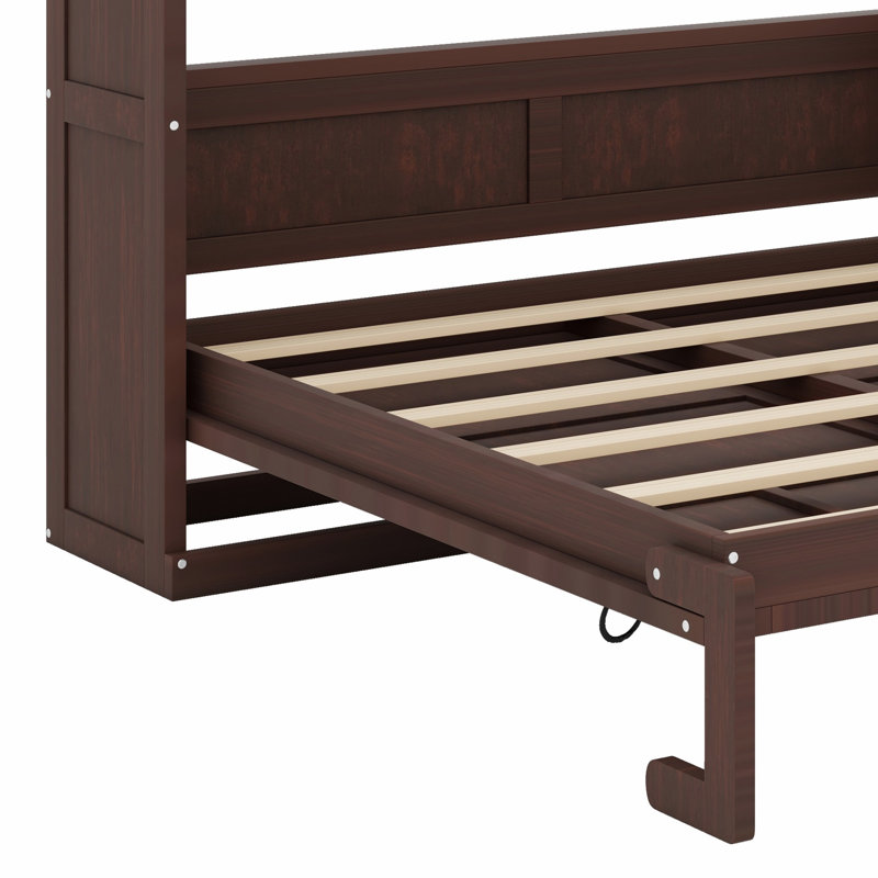 Lit escamotable escamotable dans une armoire Murphy, Espresso, Full / Double