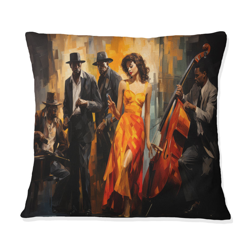 Art afro-américain Spirit I - coussin imprimé d'art africain-américain, H 18 po x l 18 po, Carré