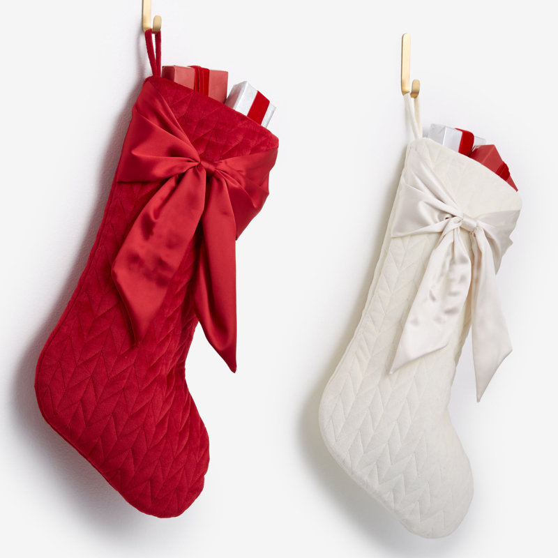 Personnalisation de bas de Noël Holly Jolly Bow - ivoire, Blanc