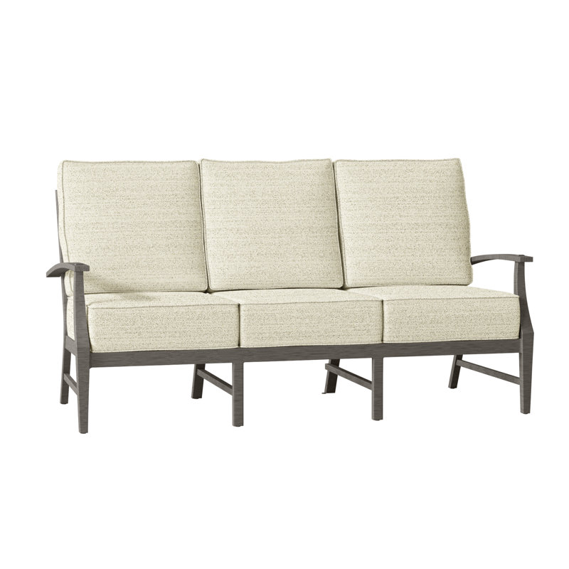 Croquet 76" Wide Outdoor Patio Sofa with Cushions, Welt, Slate Gray, Rollo Lace