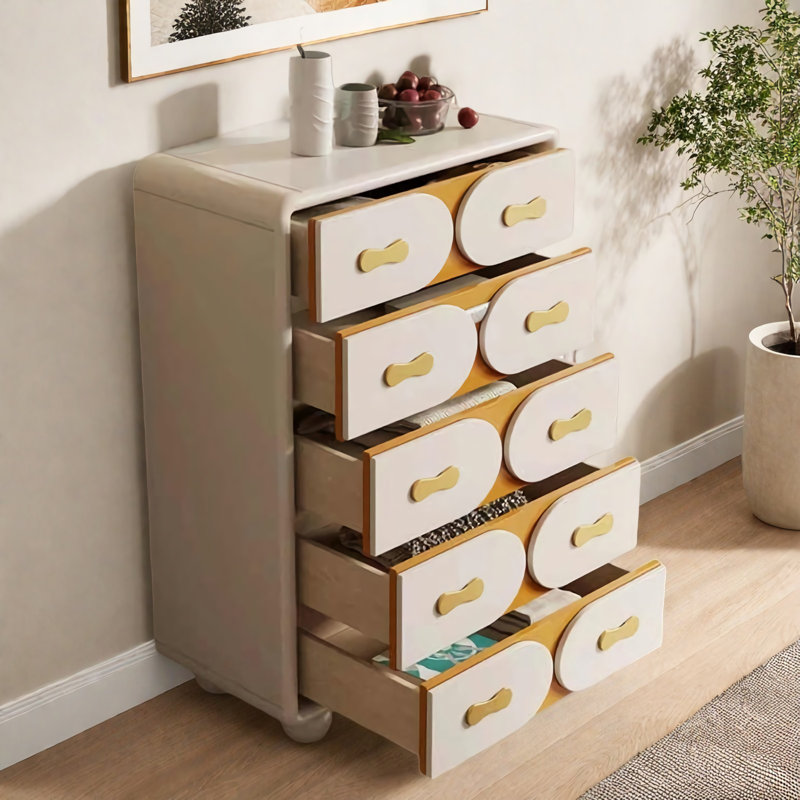 Commode d'appoint simple en bois massif blanc