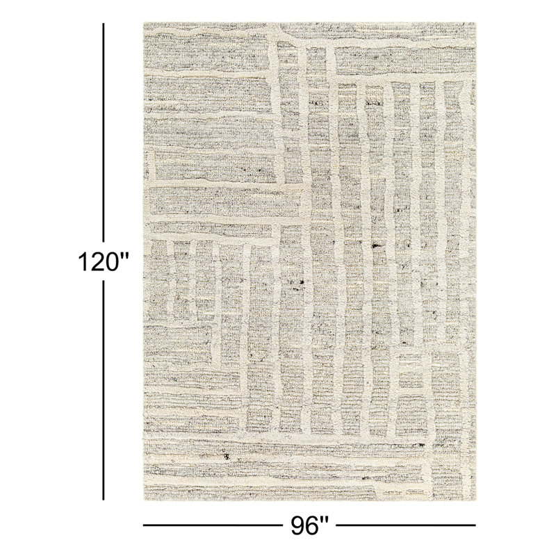 Edwardo Wool Abstract Area Rug, Rectangle 8' x 10'
