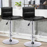 Watanabe Swivel Upholstered Adjustable Height Counter Stool with Metal Frame