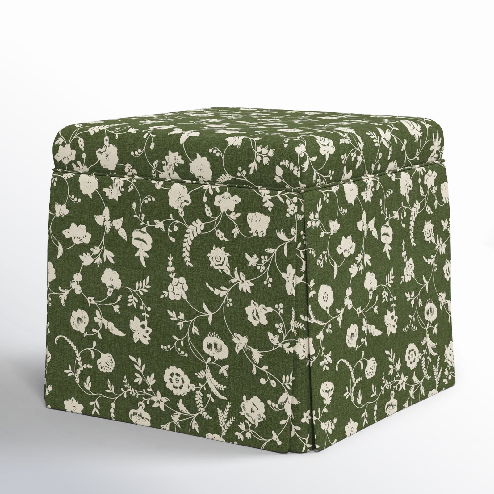 Jebb 20" Cotton Ottoman, Robina Olive Floral