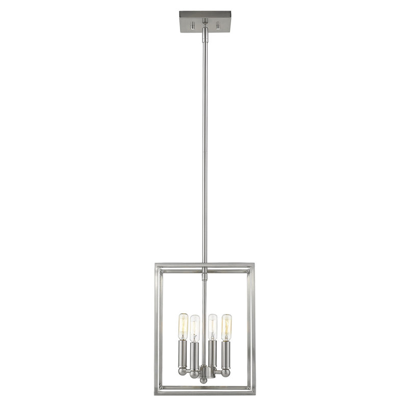 Luminaire suspendu géométrique simple 4 lumières Seadrift, Nickel satiné
