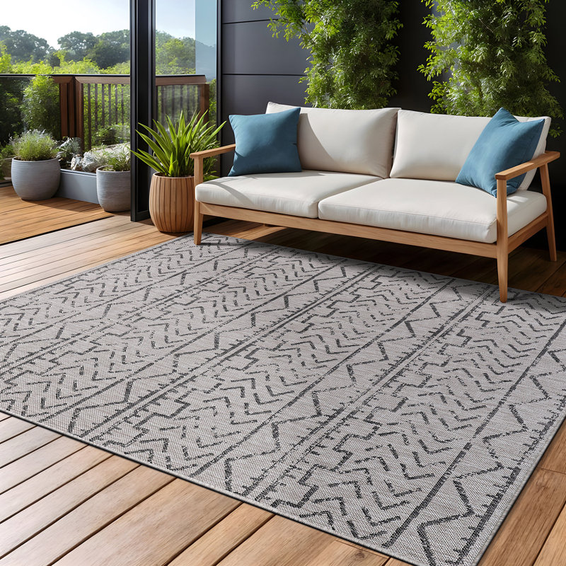 Tapis intérieur / extérieur gris Waikiki, Rectangle 5 pi x 7 pi