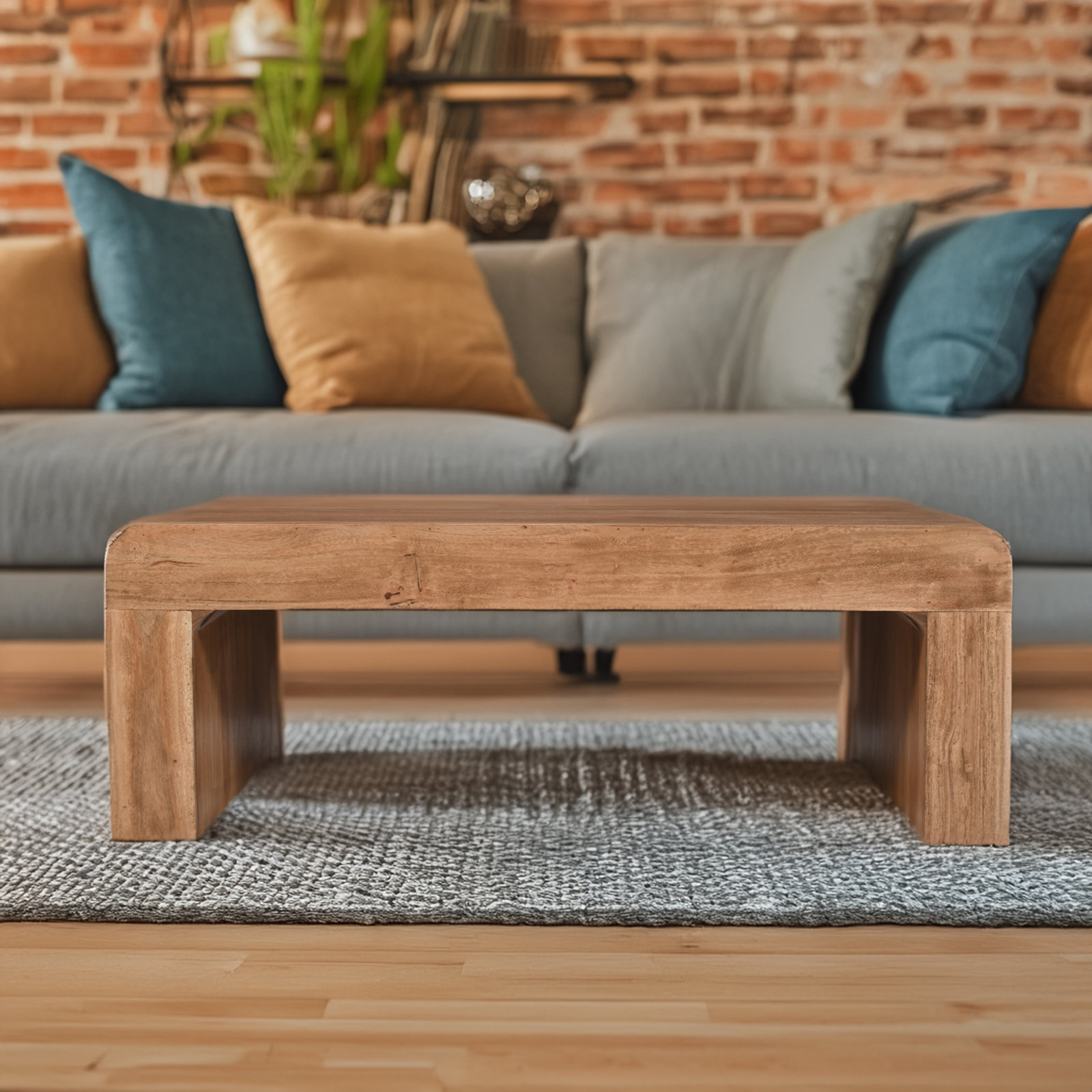 Runi Solid Wood Single Coffee Table, Natural
