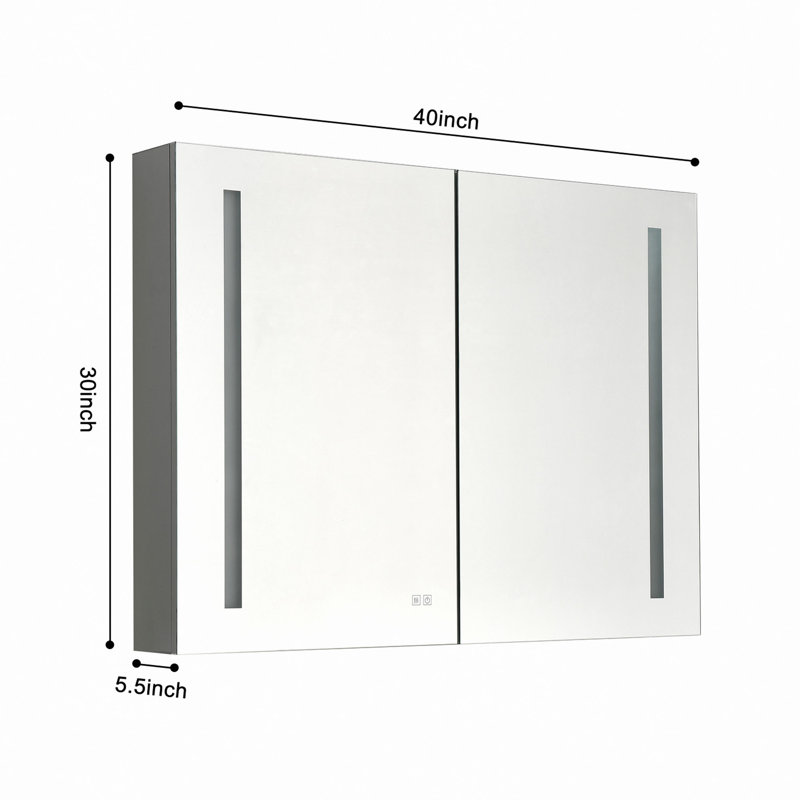 LED Large Rectangular Aluminum Alloy Surface Mount Medicine Cabinet With Mirror