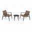 Ensemble de conversation d'extérieur: 2 chaises en rotin PE + table d'appoint en acier trempé et verre noir durable