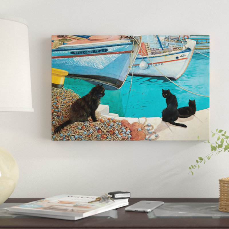 « looking the fish », impression sur toile, H 18 po x l 26 po x P 1,5 po, Pas de tapis, Toile tendue