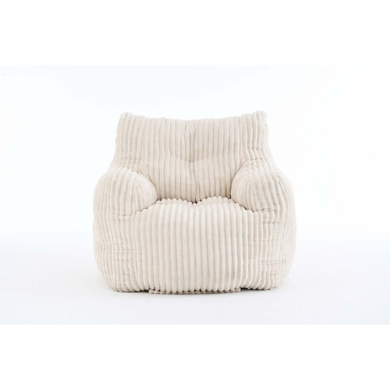 Corduroy Bean Bag Chair with Memory Sponge Fill for Ultimate Comfort and Support, Beige Corduroy