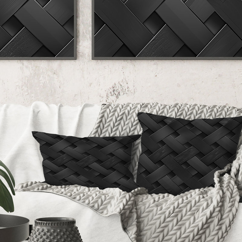 Coussin décoratif noir Modern, H 18 po x l 18 po
