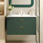 Meuble-lavabo mural 30 po avec lavabo en résine, armoire de rangement flottante avec 2 tiroirs, armoire de salle de bain en bois massif