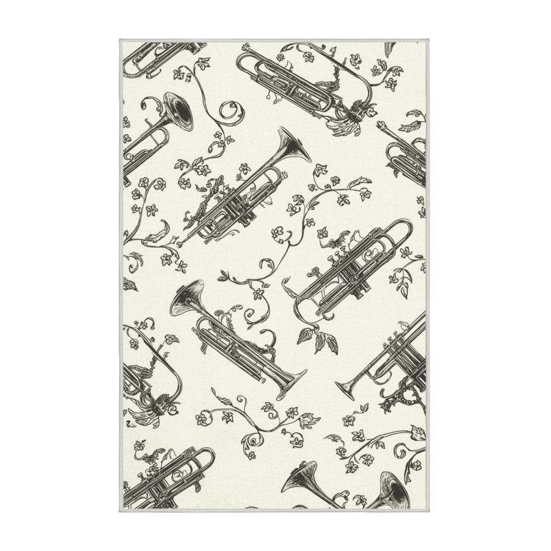 Tapis blanc délavé à la machine Osnat Trumpet Classic - reliure blanche, 4 x 6
