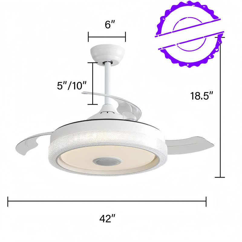 106.7Cm Ceiling Fan with Remote Control and Light Kit Included
