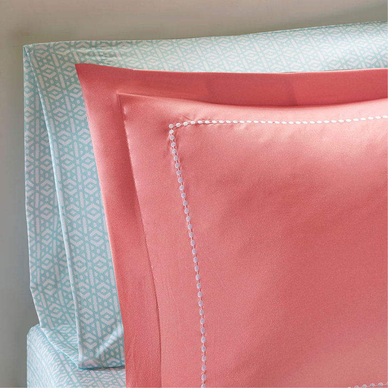 Boho Comforter Set with Bed Sheets, Coral Abstract, Queen Comforter + 8 Additional Pieces