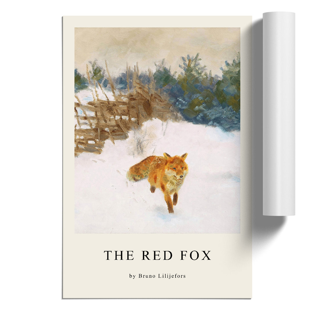 Fox in the Snow Print by Bruno Liljefors - Frameless Print