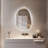 Stylish Stone Border Irregular Led Wall Mirror Bathroom Vanity Mirror With Blaklit 3 Color Temperature Lights Anit-fog Dimmable, 3 Touch Sensor Switch Plug In-1219781560