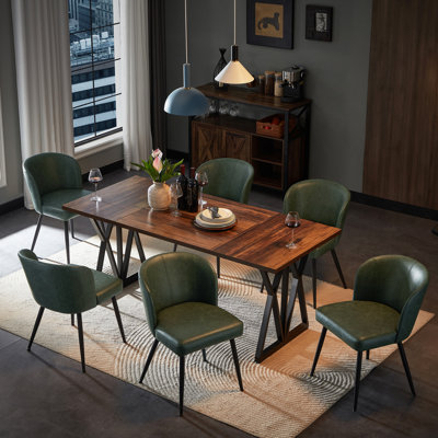 Upholstered Faux Leather Back Side Dining Chair (set Of 6)