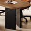 Table de bureau semi-elliptique en bois massif-1936576549