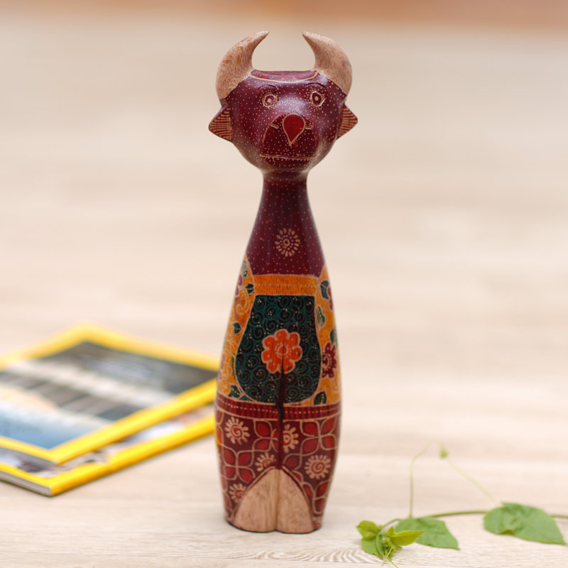 Astoria Grand Handmade Unique Deer Wood Sculpture