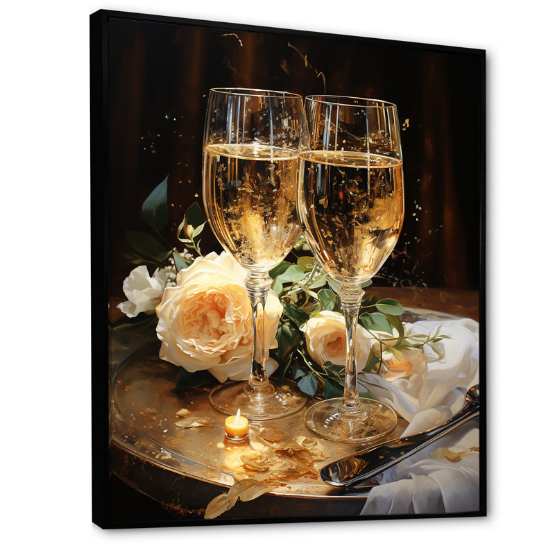 Célébration sur toile, "Sparkling Celebration I", Cadre flottant noir, H 32 po x l 16 po x P 1 po
