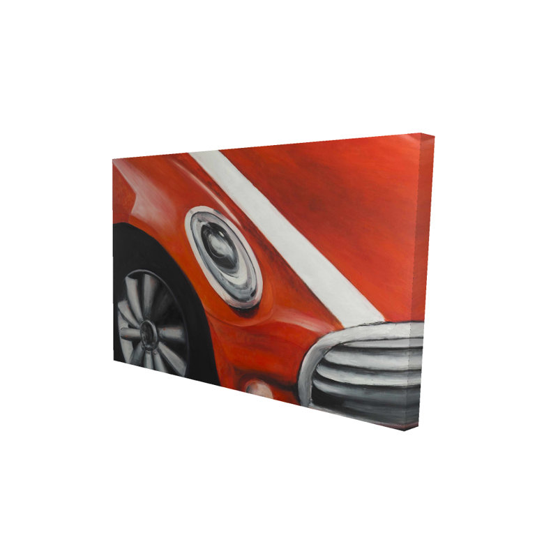 Red Car with White Stripes Canvas | Man Cave Home Decor