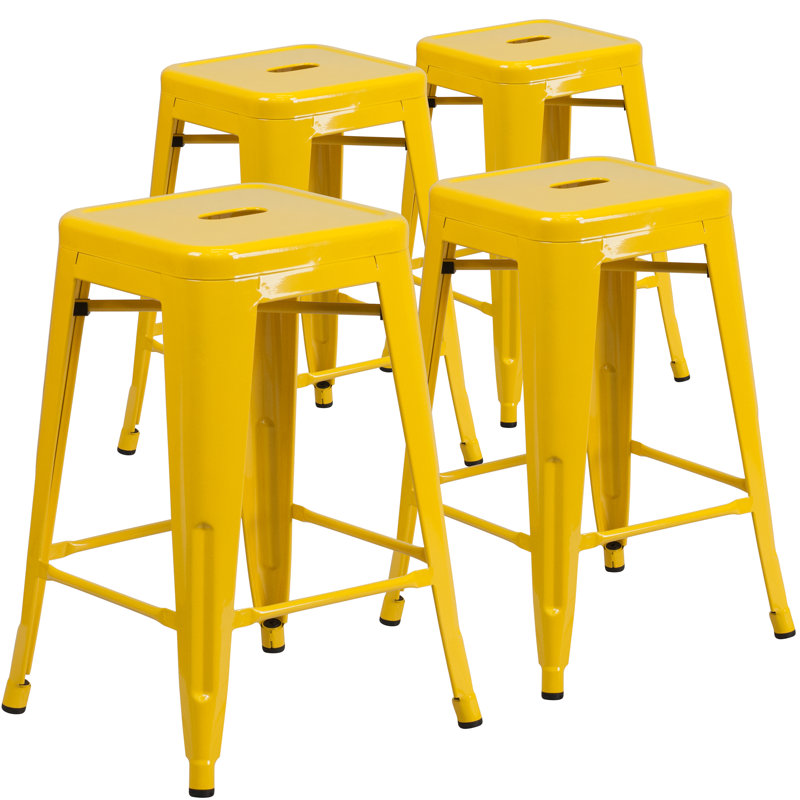 Tabouret Nieva, Jaune, Tabouret de comptoir (siège d’une hauteur de 24, 4