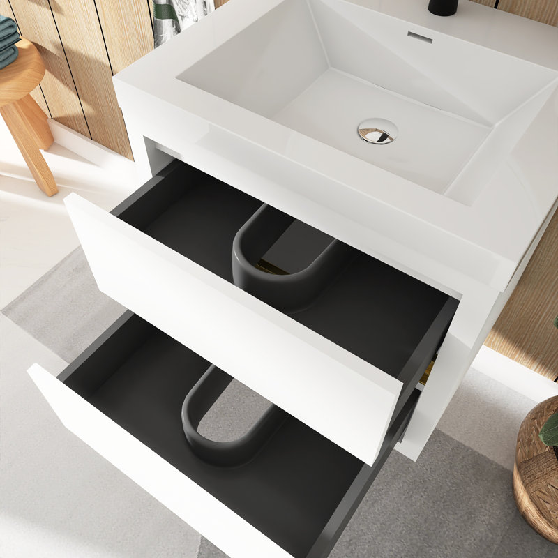 24" Wall-Mounted Bathroom Vanity With Sink, White