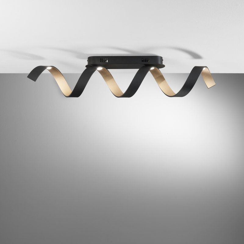 Acrylic LED Flush Mount, Black/Gold, 4000 Kelvins