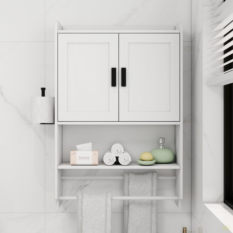 Bathroom Wall Cabinet With Doors,Adjustable Shelf,Towel Bar And Paper Holder, Over The Toilet Storage Cabinet, Medicine Cabinet For Bathroom