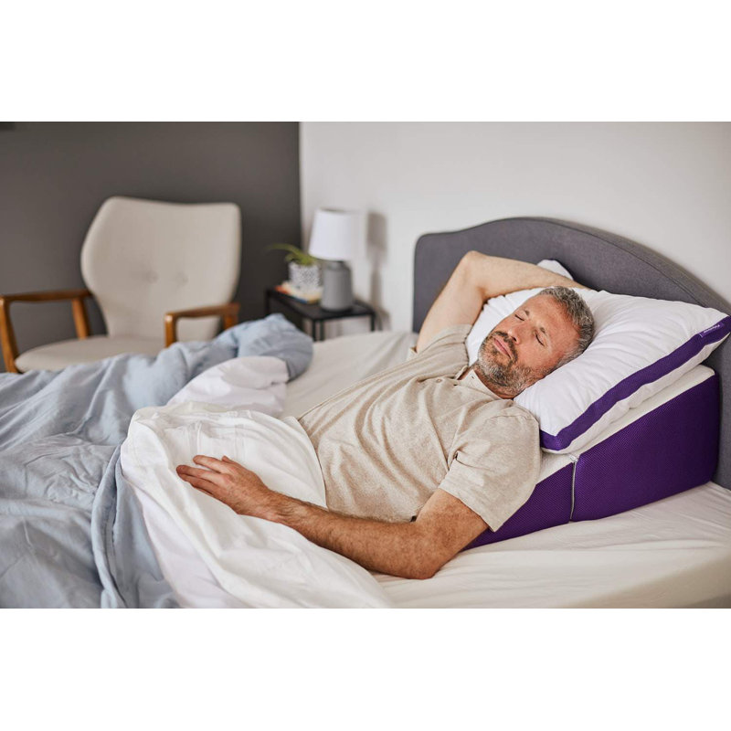 Polysleep Wedge Pillow With Kulkote Cooling Layer - 100% Made In Canada With Antimicrobial Hybrid Foam - For Sleep Apnea, Acid Reflux, Snoring