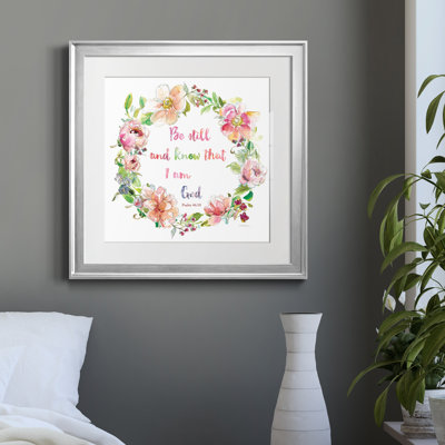 Floral Scripture Wreath I - Vintage Botanical Print, Matted and Framed Under Glass, Living Room and Dining Room Wall Art
