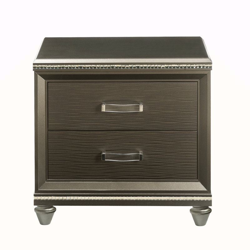 Table de chevet 2 tiroirs champagne foncé