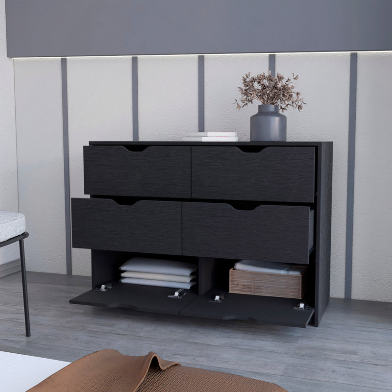 Drawer Dresser, Versatile Storage Dresser: Bottom Cabinets With Smooth-Glide Drawers, Organize Clothes, Shoes & Decor With Ease!