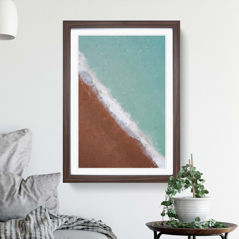 View of Brighton Beach in Abstract - Picture Frame Graphic Art Print, Walnut, 50cm H x 35cm W x 2cm D