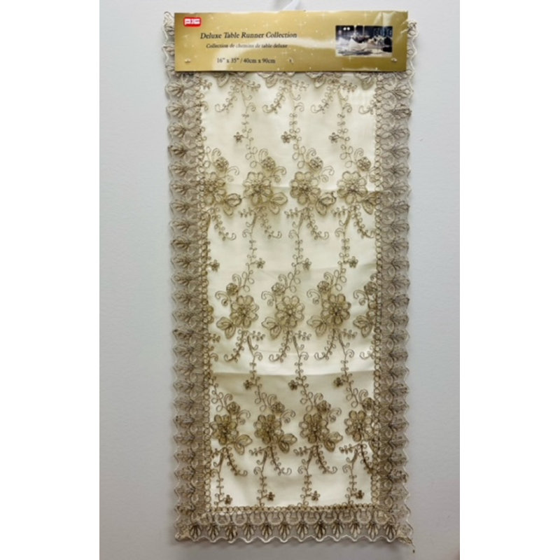Tapis de couloir Emb (16 x 72 po) - blanc / argent métallique, 35 po x 16 po, Or