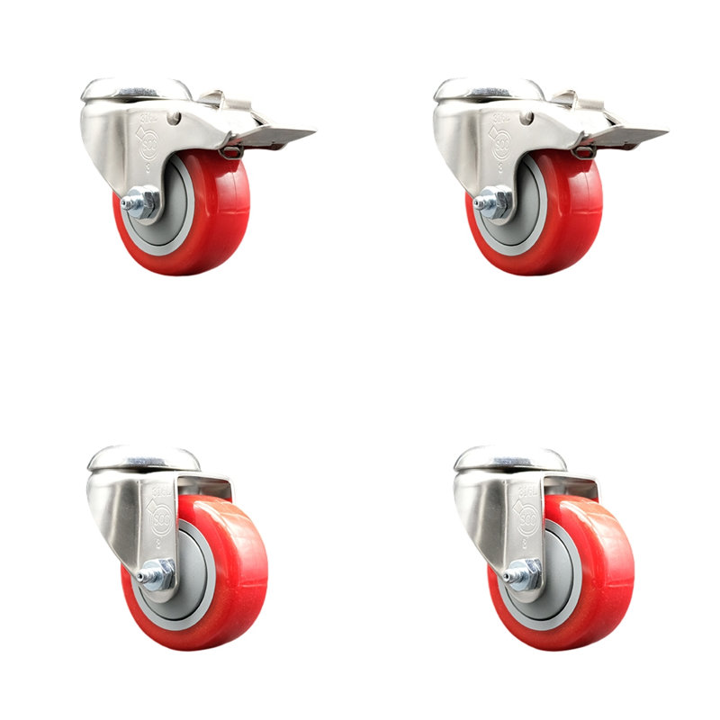 Roulettes pivotantes, Rouge, H 3 po x l 3 po
