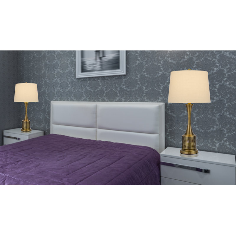 Toccoa Antique Brass Metal Table Lamp Set 100W 27.5"H Set of 2