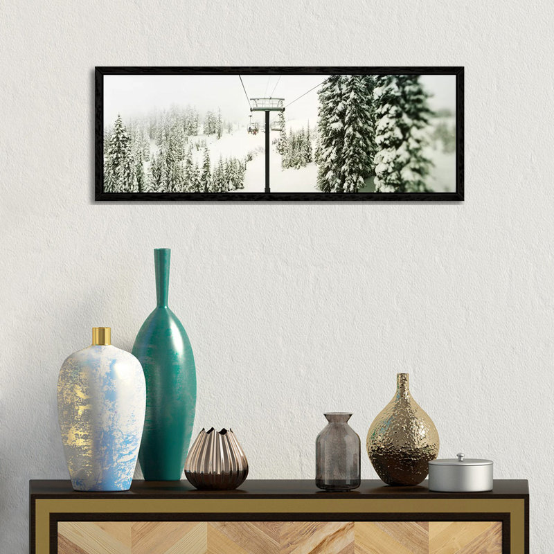 Chair Lift And Snowy Evergreen Trees At Stevens PassWashington State, USA by Panoramic Images - Panoramic Gallery-Wrapped Canvas Giclée on Canvas