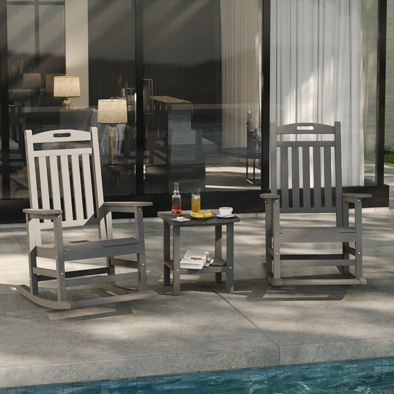 Chaise berçante d'extérieur surdimensionnée en PEHD avec pied de lit, Gris