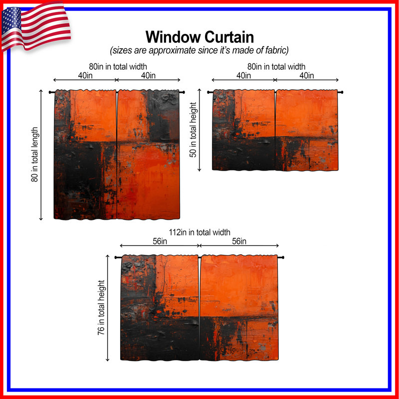 Rideaux orange obscurcissant et obscurcissant - 2 panneaux, 20 po x 60 po - 2 panneaux, Obscurcissement de chambre