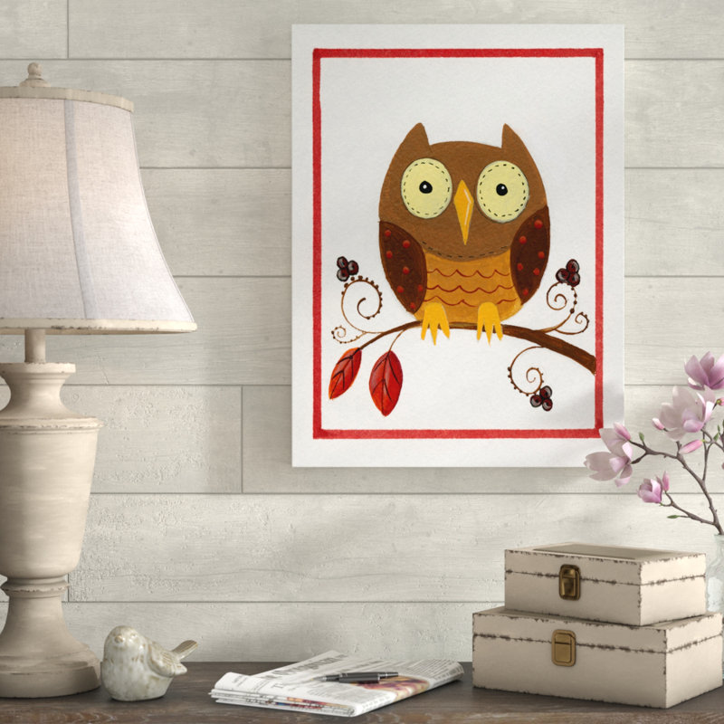 « brown hibou on branch », art sur toile, H 19 po x l 14 po x P 2 po