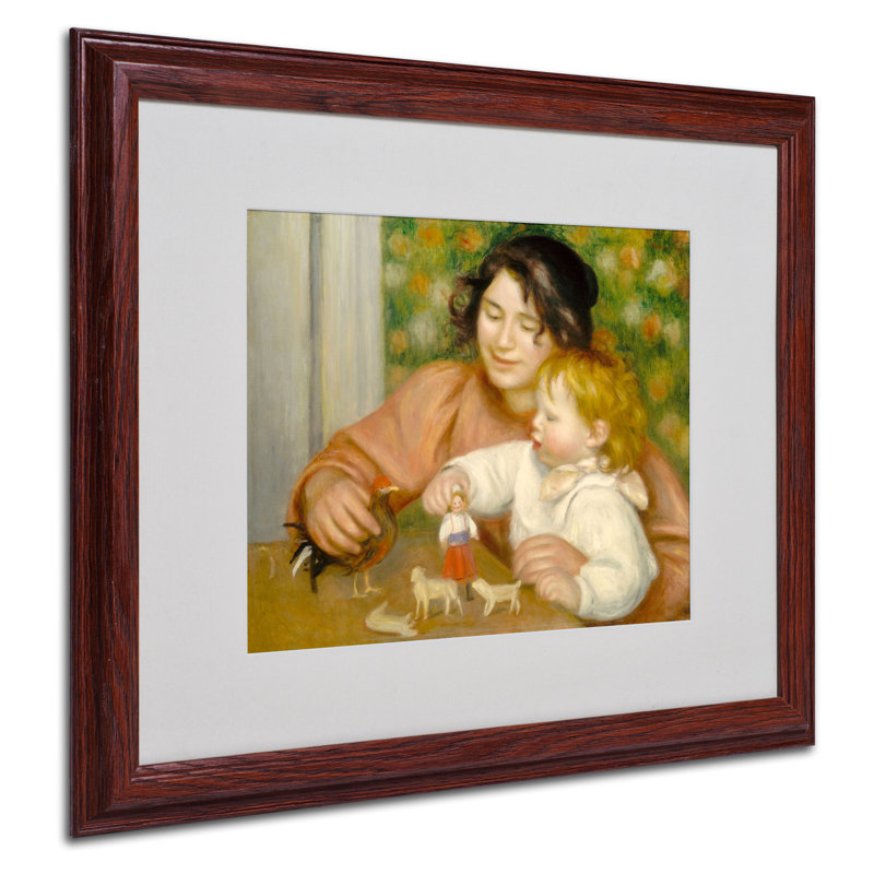 L'enfant avec des jouets 1895-96 par Pierre-Auguste Renoir - reproduction d'art sur toile, H 16 po x l 20 po x P 0,5 po, Brun