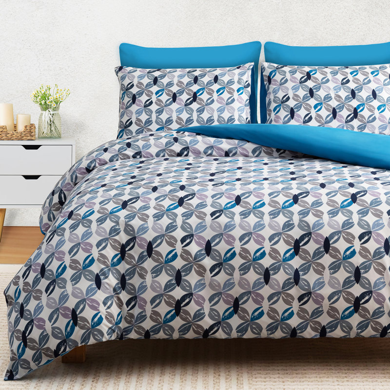 Premium Reversible Duvet Cover Set with Zipper Closure and Corner Ties, Double Duvet Cover Set + 2 Standard Pillowcases