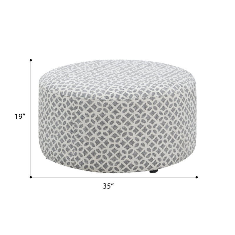 Round Cocktail Ottoman, Gray Lattice