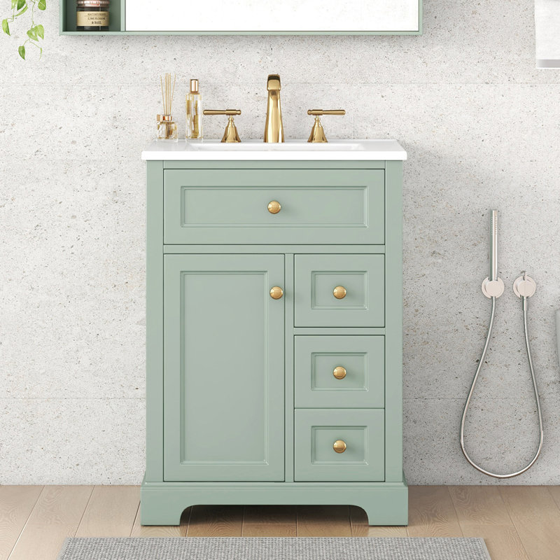 Meuble-lavabo simple 24 po avec lavabo, meuble-lavabo, Vert