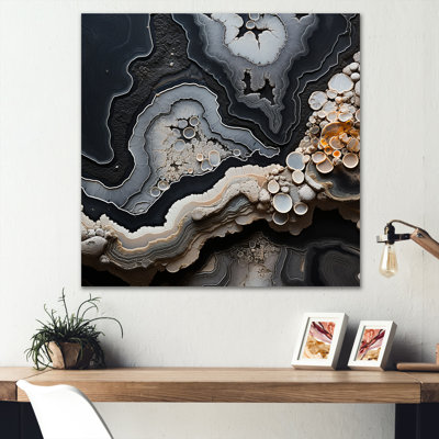«Grey Stone Geode Minimalisme I», reproduction sur toile